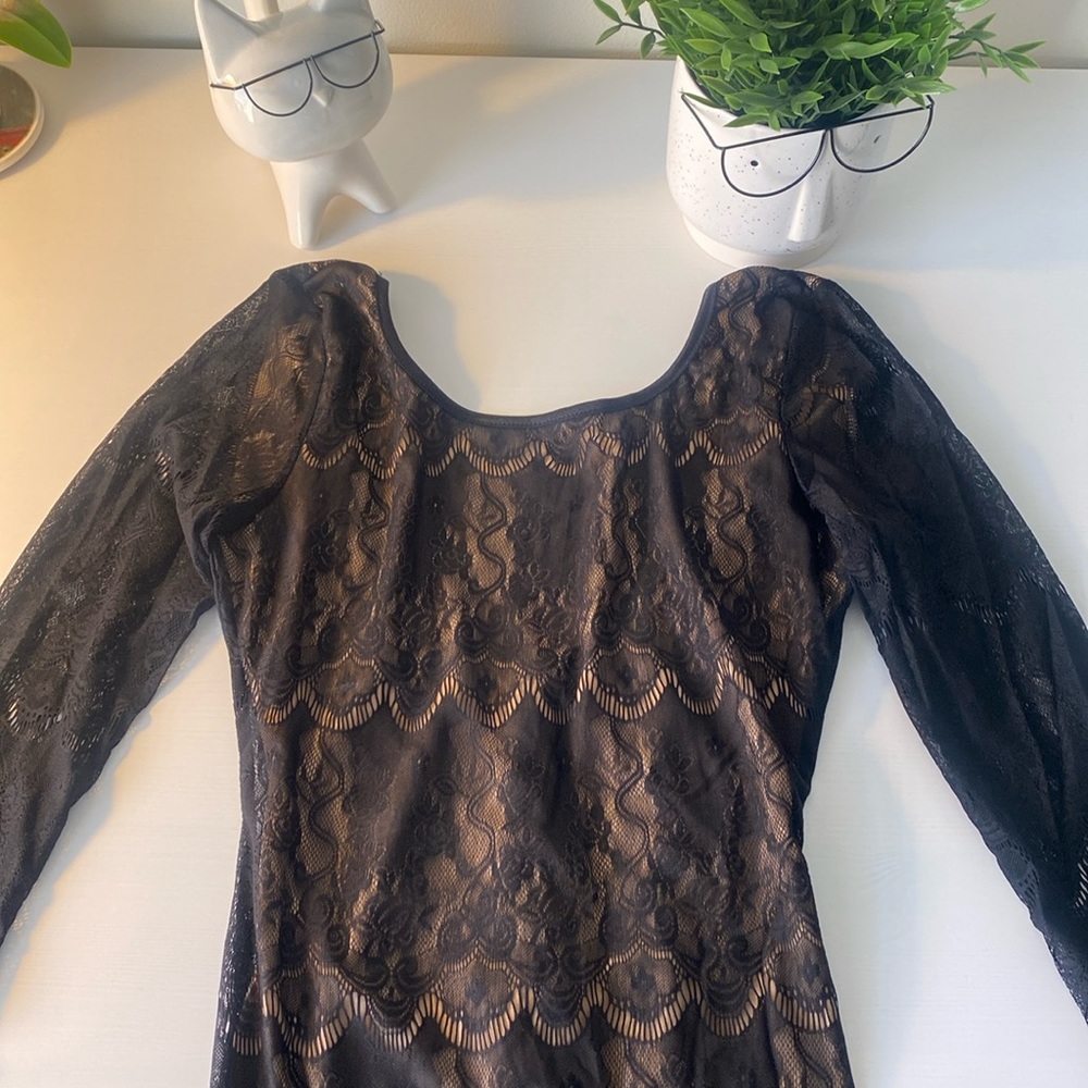 Black lace mini dress